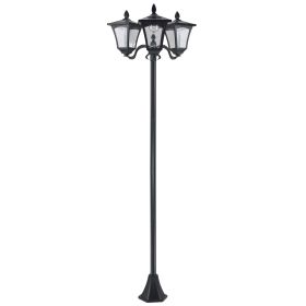 Outdoor Lamp Post Lights, Triple Head Solar Powered Lamp, Street Vintage Solar Post Lamp, for Backyard, Garden Pathway, Driveway, 72 Inches (Option: Black-420x400x210 mm)
