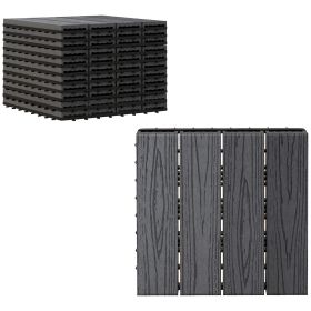 Interlocking Deck Tiles, Pack of 11 Outdoor Flooring Patio Tiles, 12" x 12", All Weather for Porch, Balcony, Backyard for a New Classic Look, Gr (Option: Grey-350x350x240 mm)