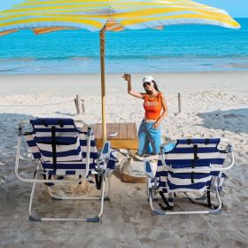 Same Code- 54423169   63 X65x 82 Cm Short Oxford Cloth Silver White Aluminum Tube Bearing 10 0kg Beach Chair Blue Stripes (Option: default)