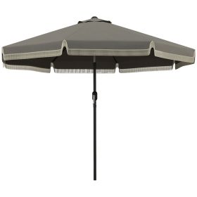9ft Patio Umbrella Outdoor Table Umbrella w/ Tilt, Crank, Ruffled, 8 Ribs for Garden, Deck, Pool, Dark Gray (Option: Dark Gray-1470x150x150 mm)