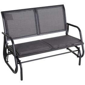2-Person Outdoor Glider Bench Patio Double Swing Rocking Chair Loveseat w/Power Coated Steel Frame for Backyard Garden Porch, Grey (Option: Grey-1180x555x180 mm)